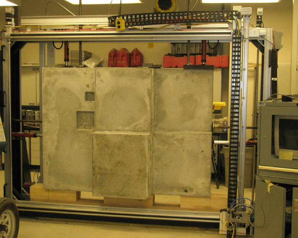 Test specimen at the Florida Department of Transportation for the investigation of thickness measurement methods.